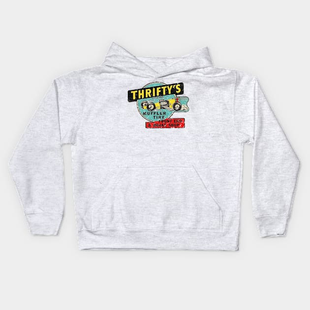 Thriftys Auto Parts Kids Hoodie by retrorockit